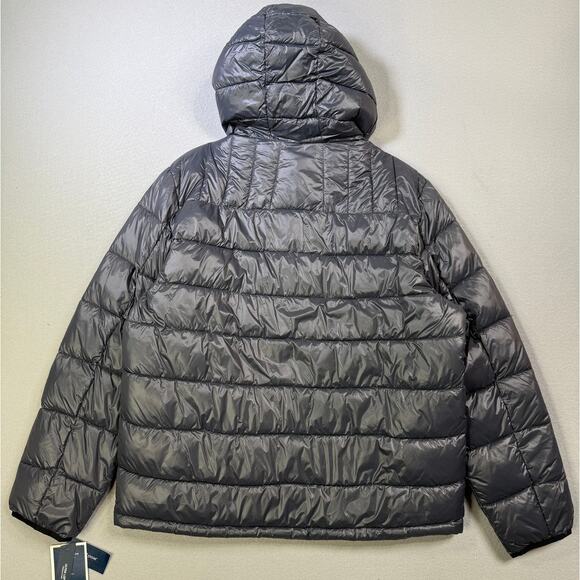 Club Room Men's Chevron Quilted Hooded Puffer Jacket Charcoal XL $125 - Picture 2 of 9
